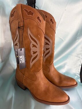 Madden NYC Tan Western Cowboy Boots Ladies Sz 8